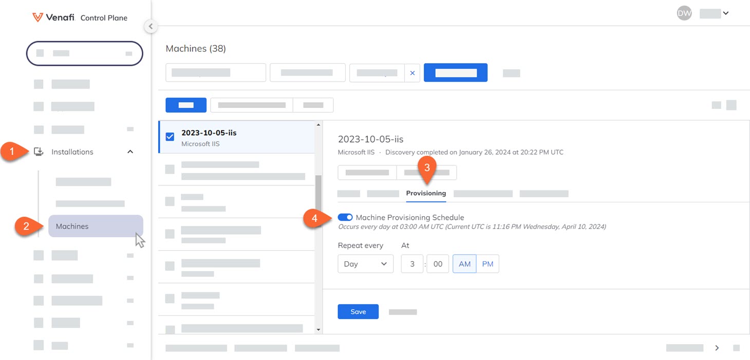 Schedule certificate provisioning"