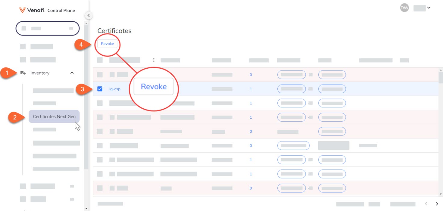 Revoke certificates in the Inventory issued by Microsoft AD CS certificates"